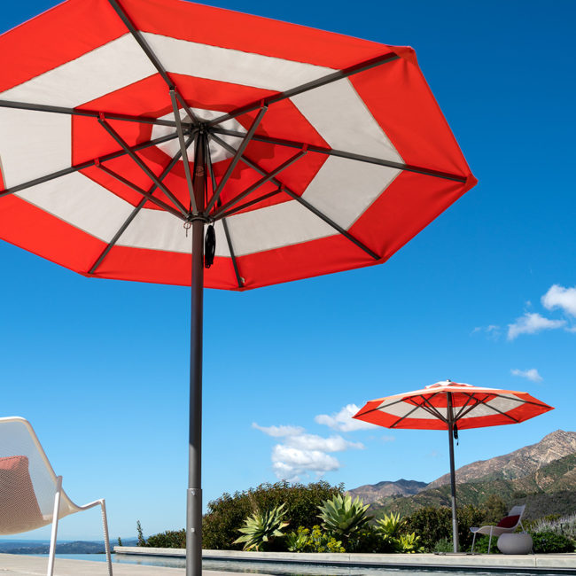 Santa Barbara Umbrellas poolside in Santa Barbara by Albiston Creative