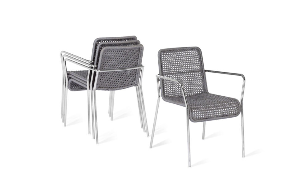 Summit Furniture grey chairs stacked